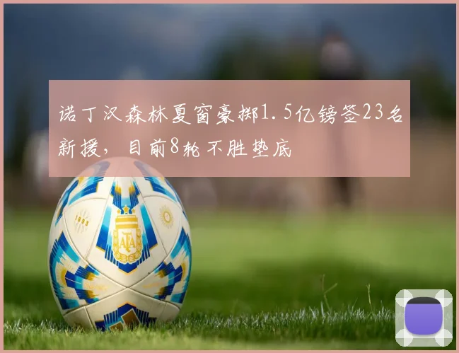 诺丁汉森林夏窗豪掷1.5亿镑签23名新援，目前8轮不胜垫底